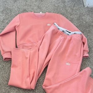 Alo Cozy Coral Pink Sweat Set